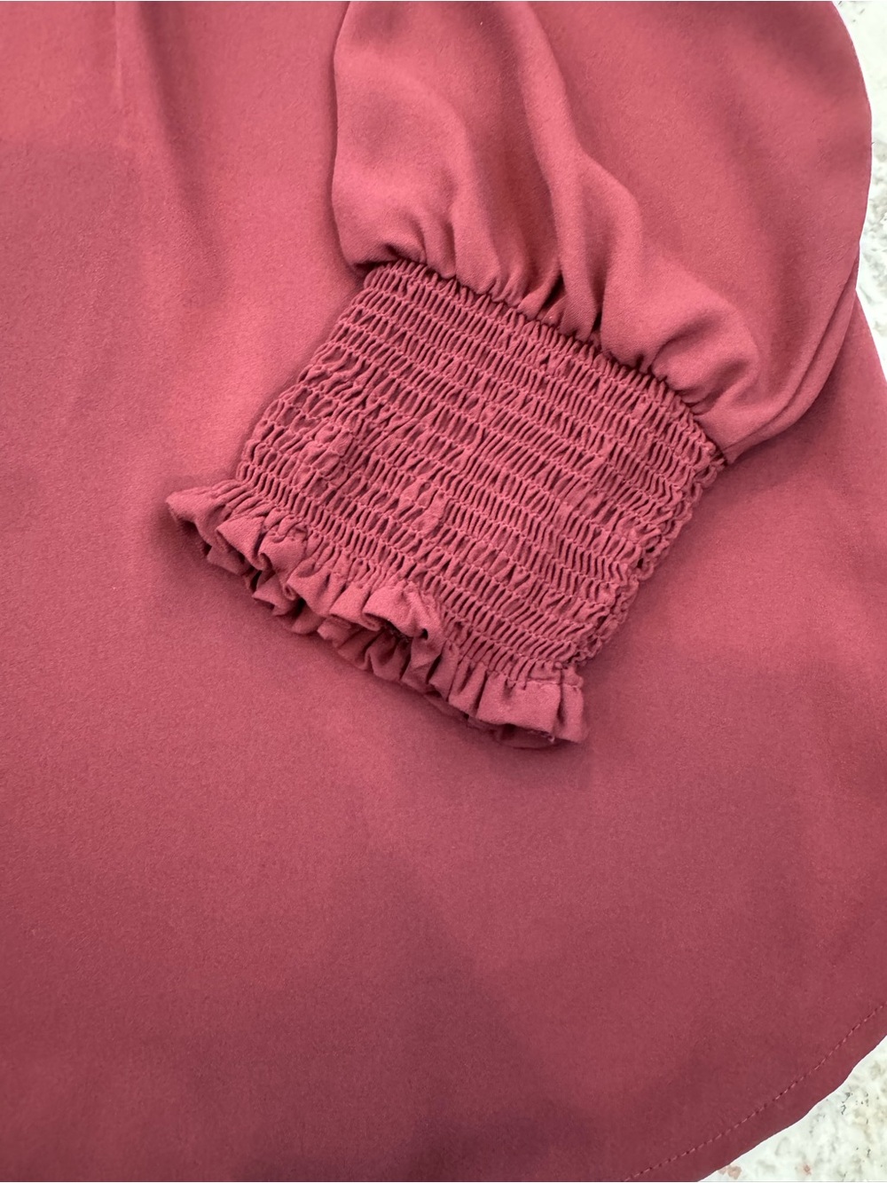 LOFT Plus Burgundy Smocked Cuff Blouse Size 16 - Picture 6 of 11